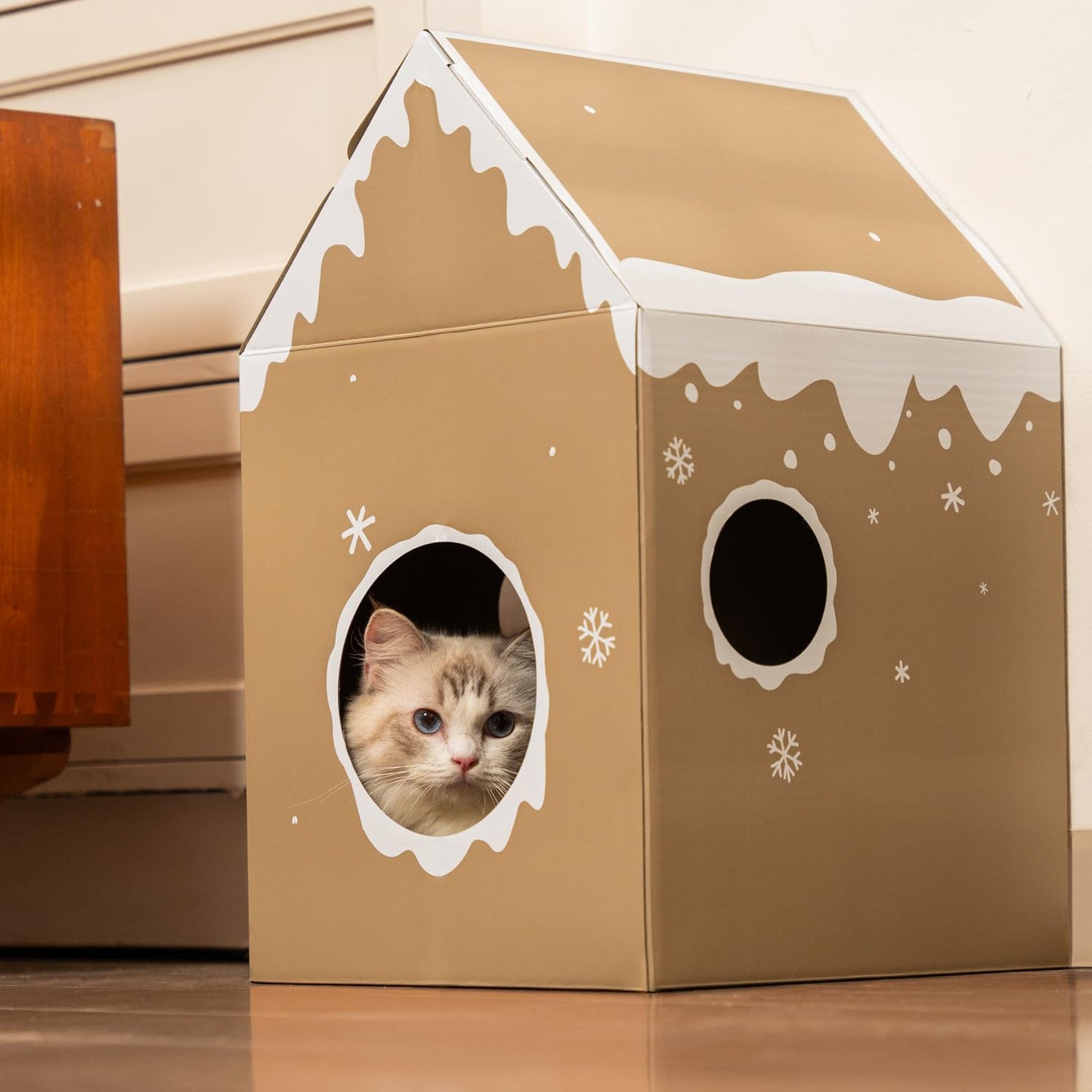 Cardboard Cat House with Scratch Pad & Catnip