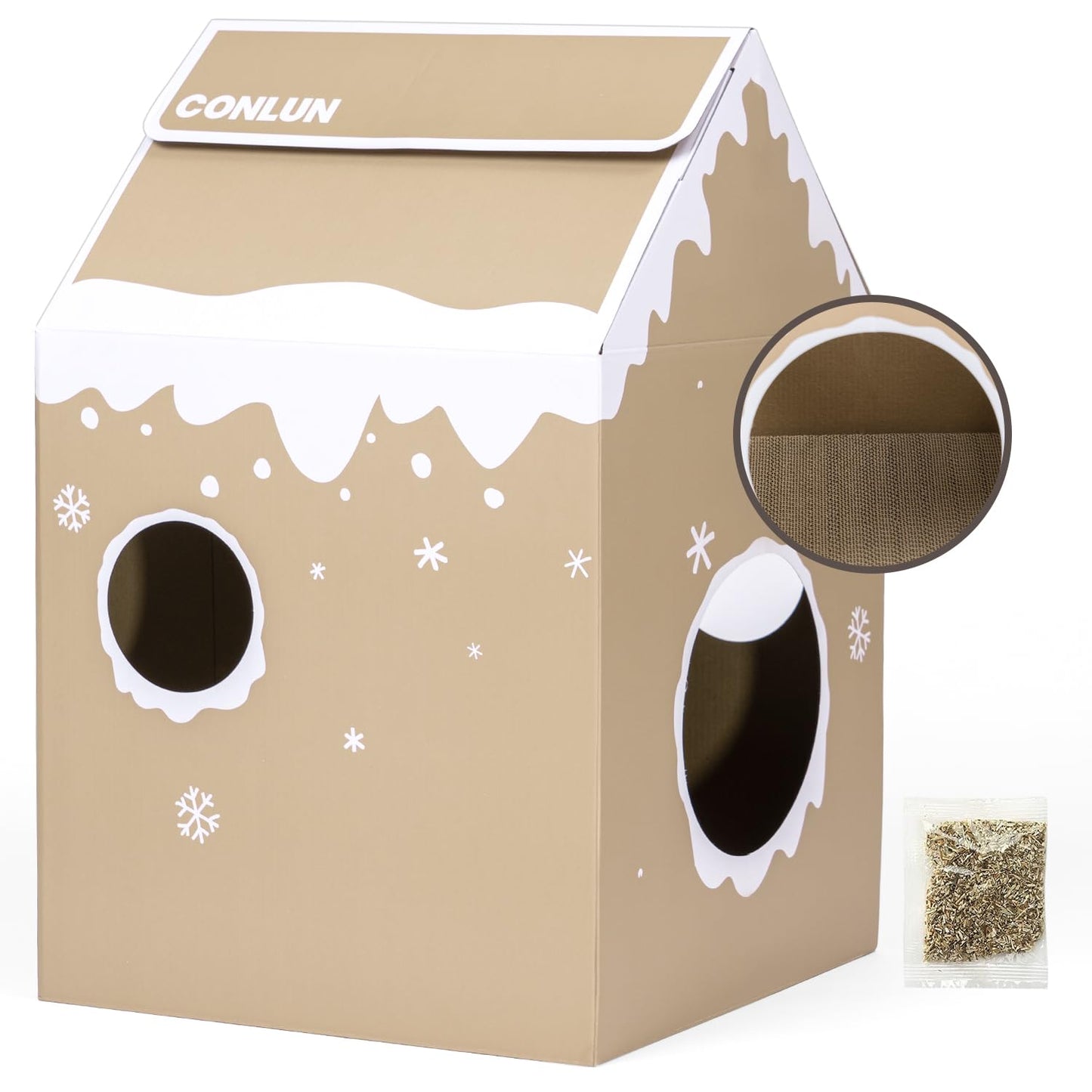 Cardboard Cat House with Scratch Pad & Catnip