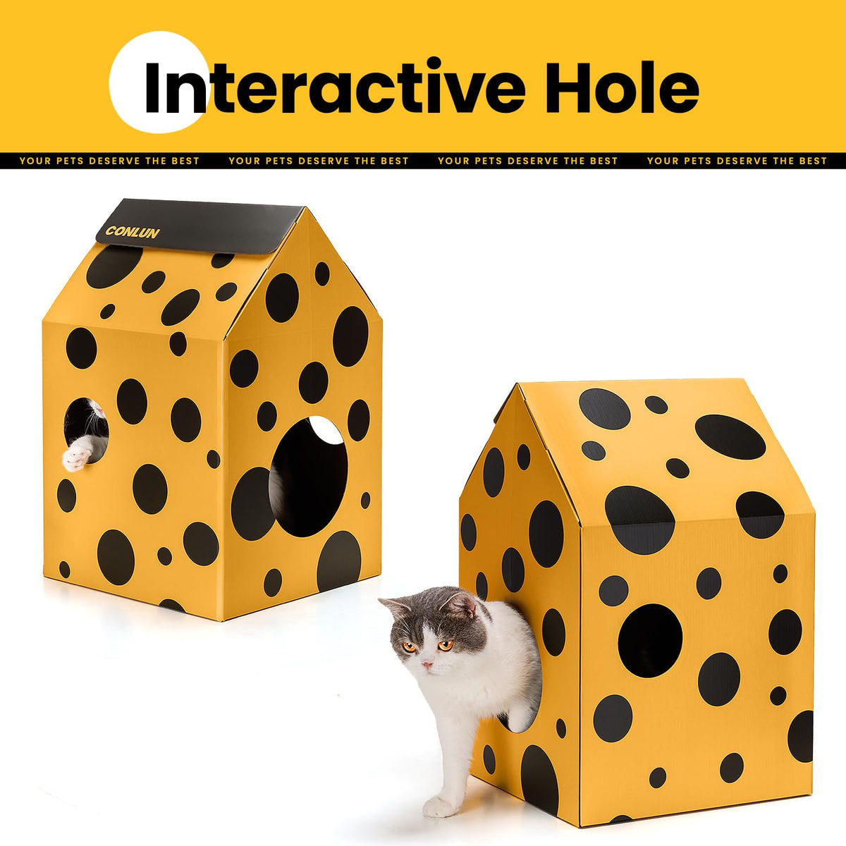 Cardboard Cat House with Scratch Pad & Catnip