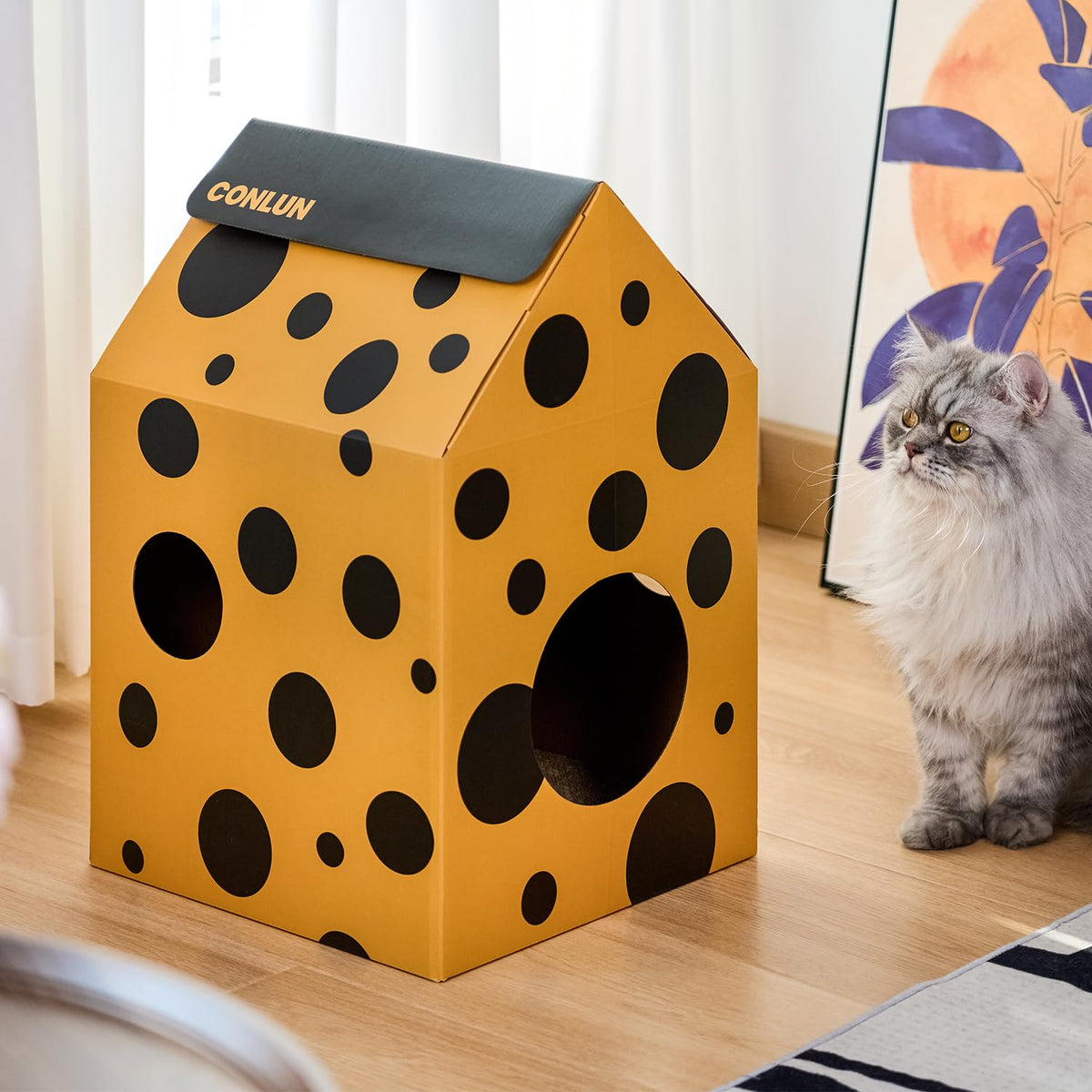 Cardboard Cat House with Scratch Pad & Catnip