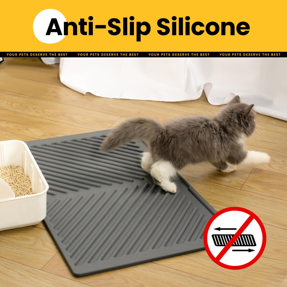 Single-Layer Silicone Cat Litter Mat – 24" x 15"
