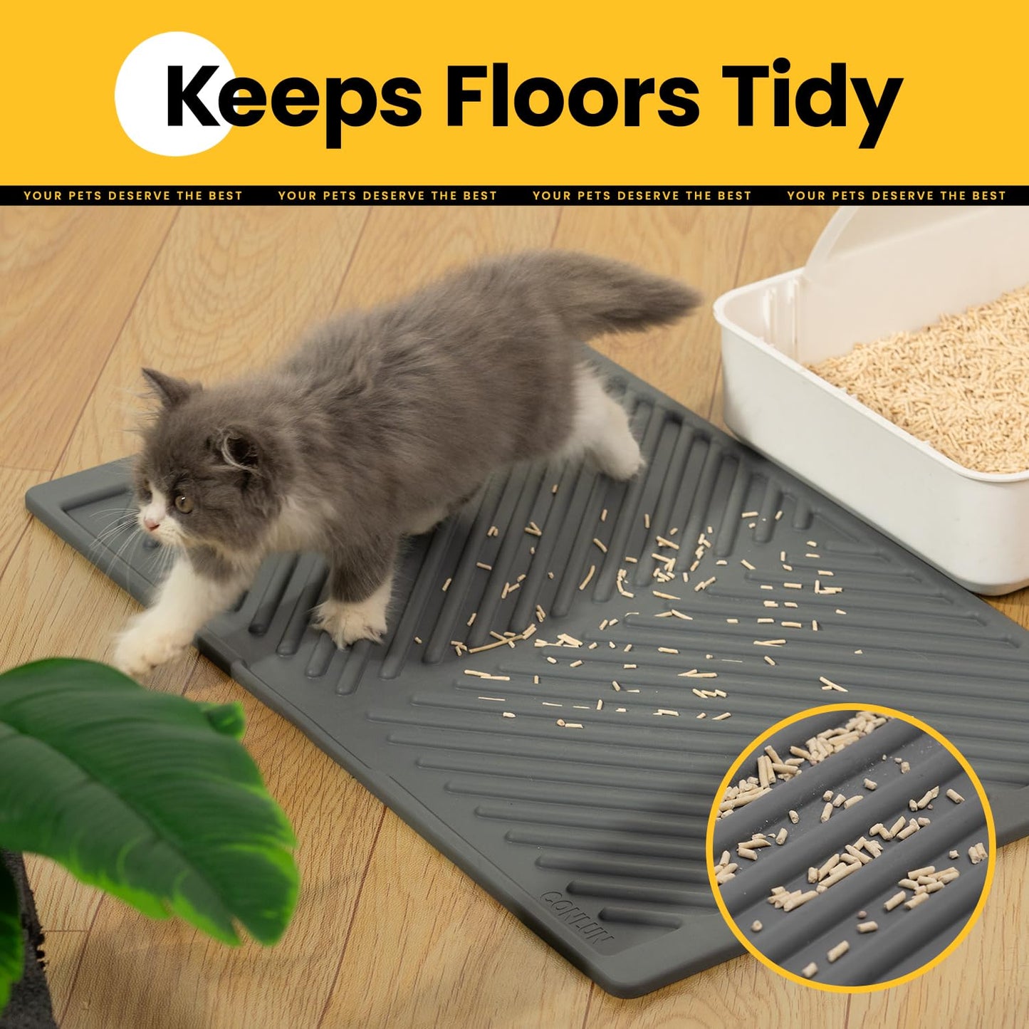Single-Layer Silicone Cat Litter Mat – 24" x 15"