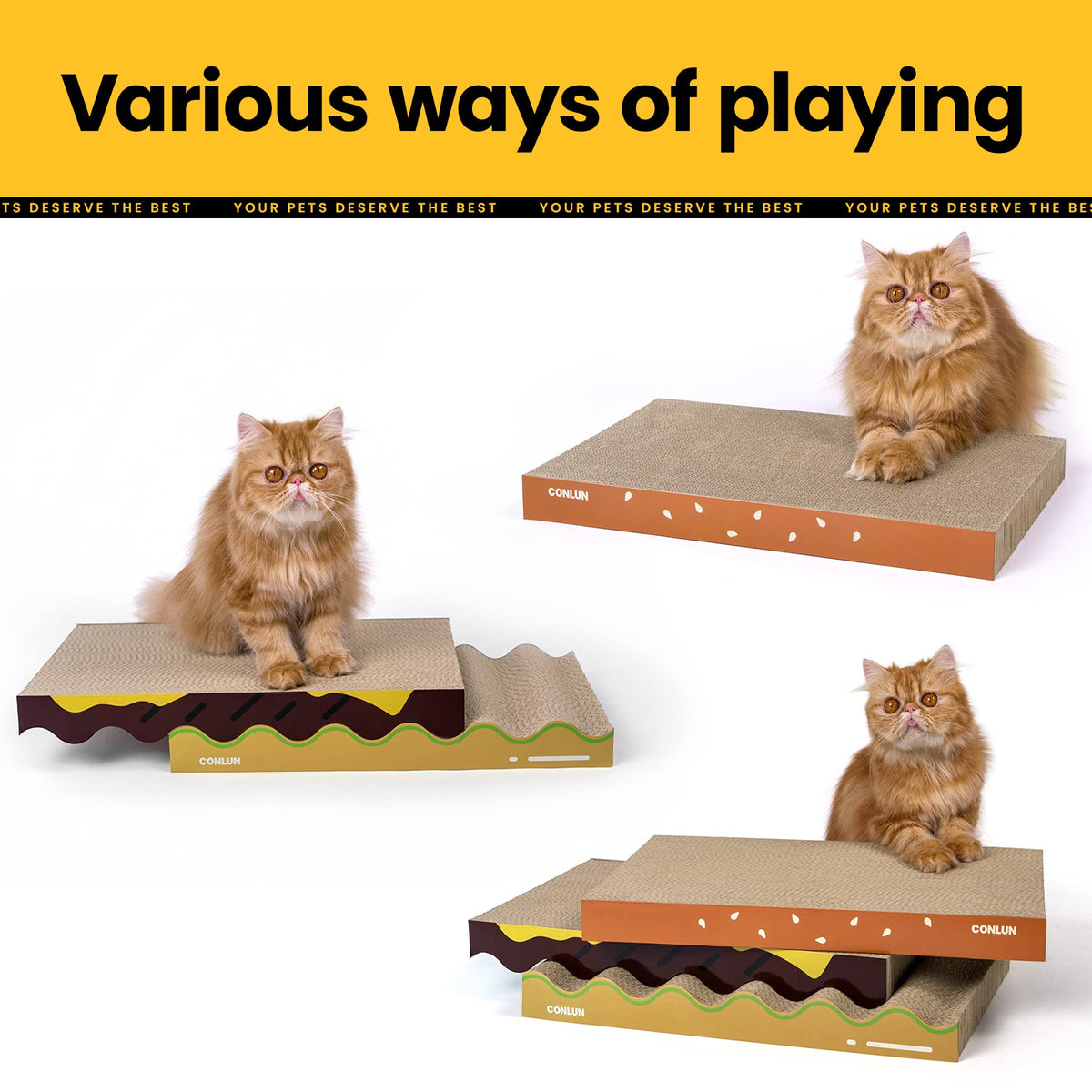 3-in-1 Cat Scratcher Pad Set with Catnip – Wave