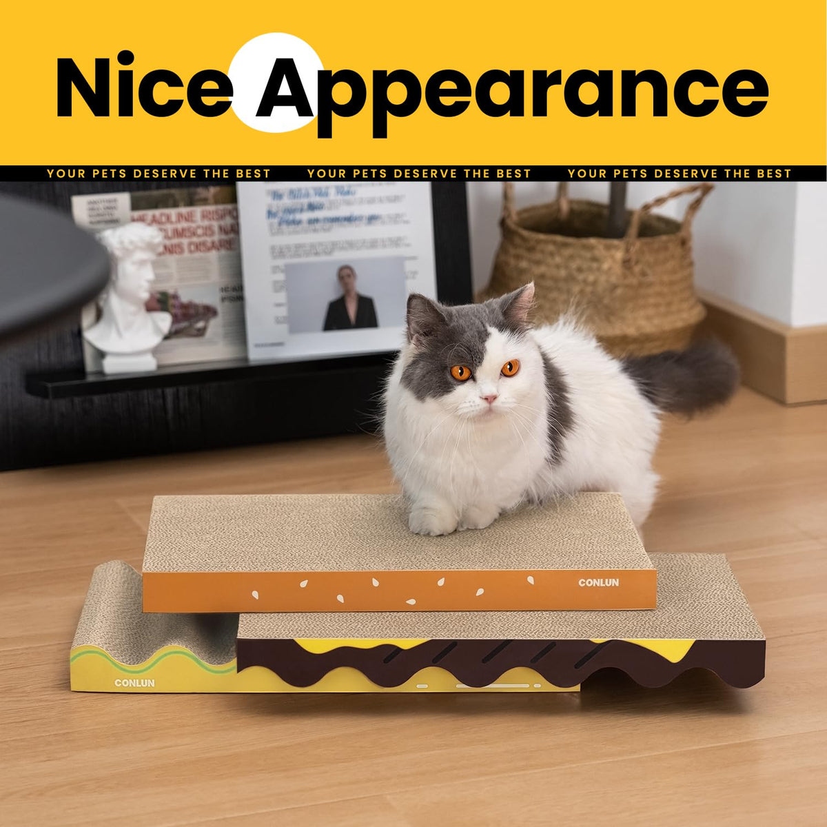 3-in-1 Cat Scratcher Pad Set with Catnip – Wave