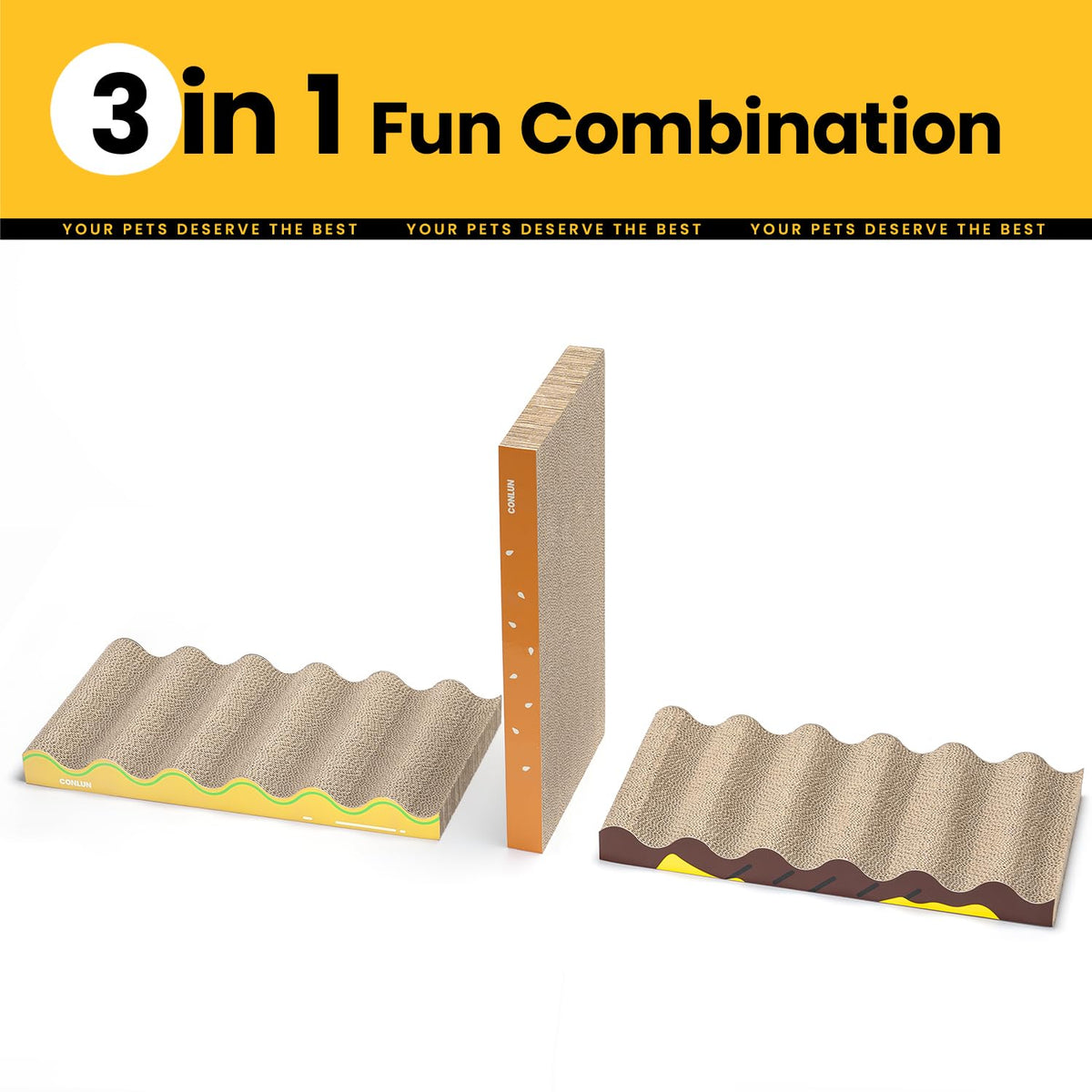 3-in-1 Cat Scratcher Pad Set with Catnip – Wave