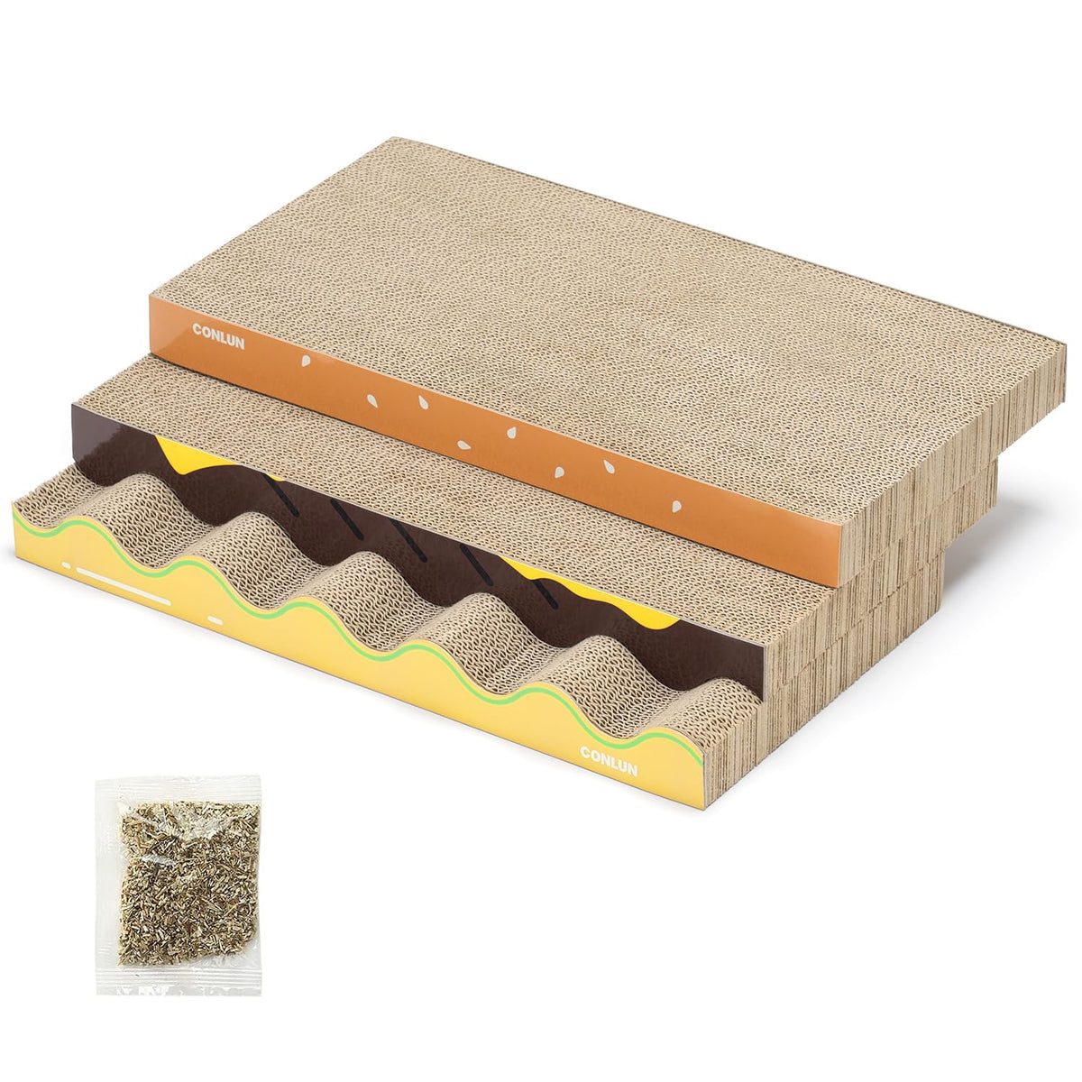 3-in-1 Cat Scratcher Pad Set with Catnip – Wave