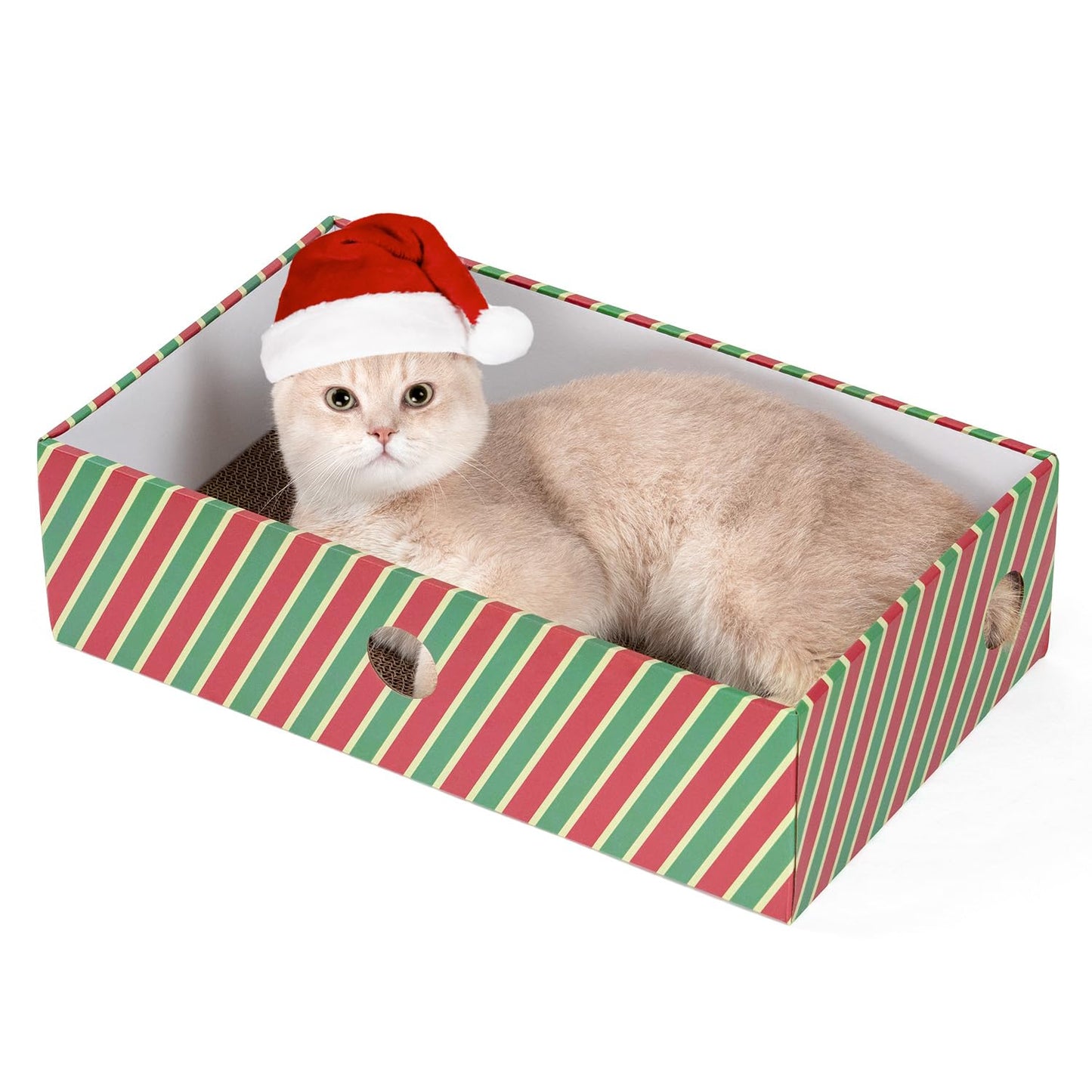 Cat Scratcher Lounge Box with Refill Pad – Candy Canes