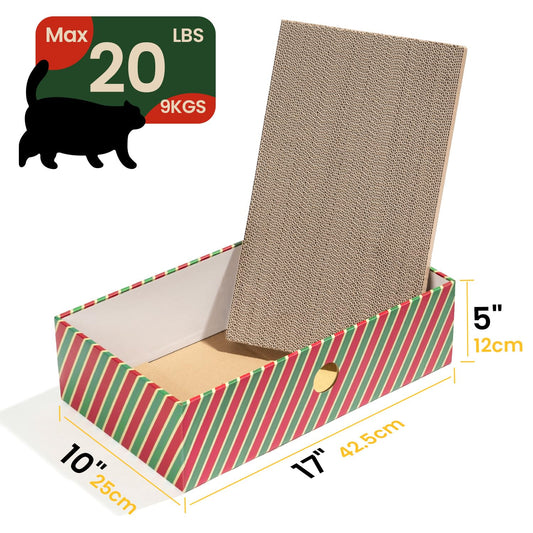 Cat Scratcher Lounge Box with Refill Pad – Candy Canes