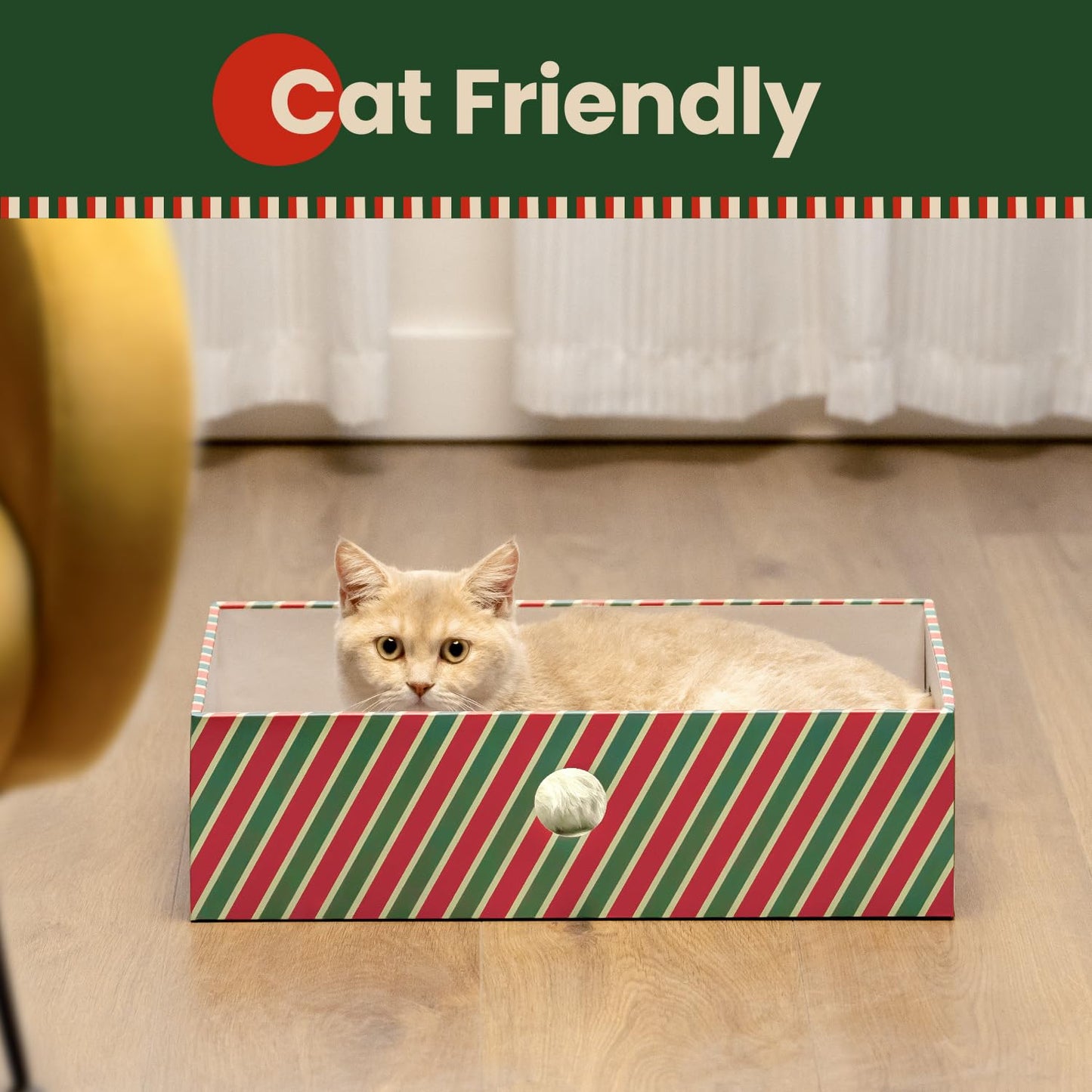 Cat Scratcher Lounge Box with Refill Pad – Candy Canes