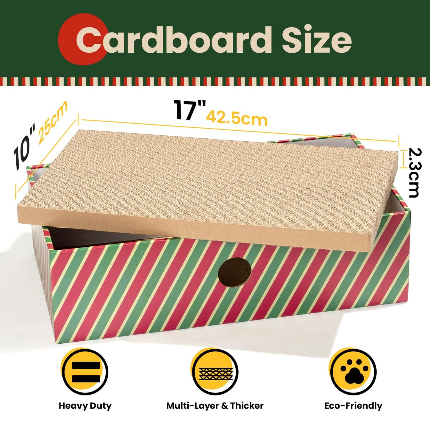Cat Scratcher Lounge Box with Refill Pad – Candy Canes