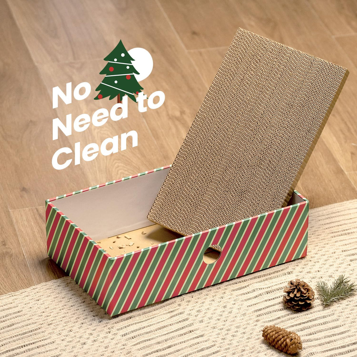 Cat Scratcher Lounge Box with Refill Pad – Candy Canes