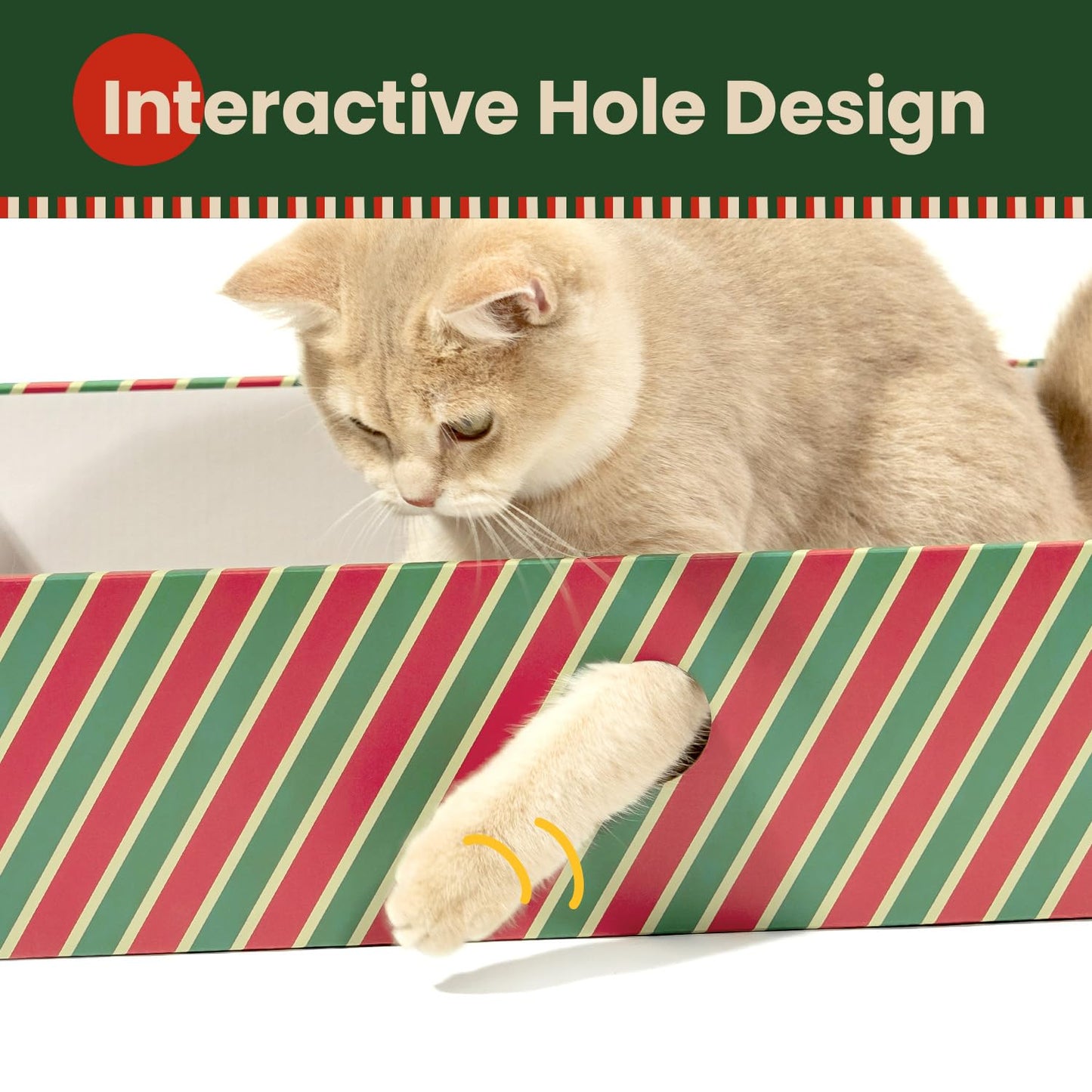 Cat Scratcher Lounge Box with Refill Pad – Candy Canes