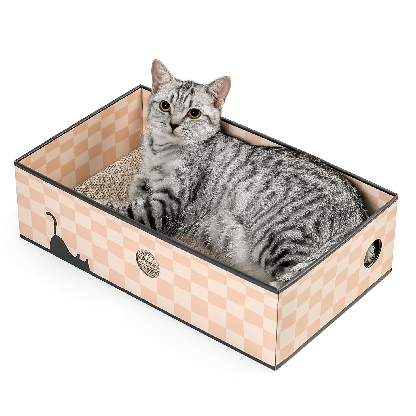 Cat Scratcher Lounge Box with Refill Pad – Chessboard
