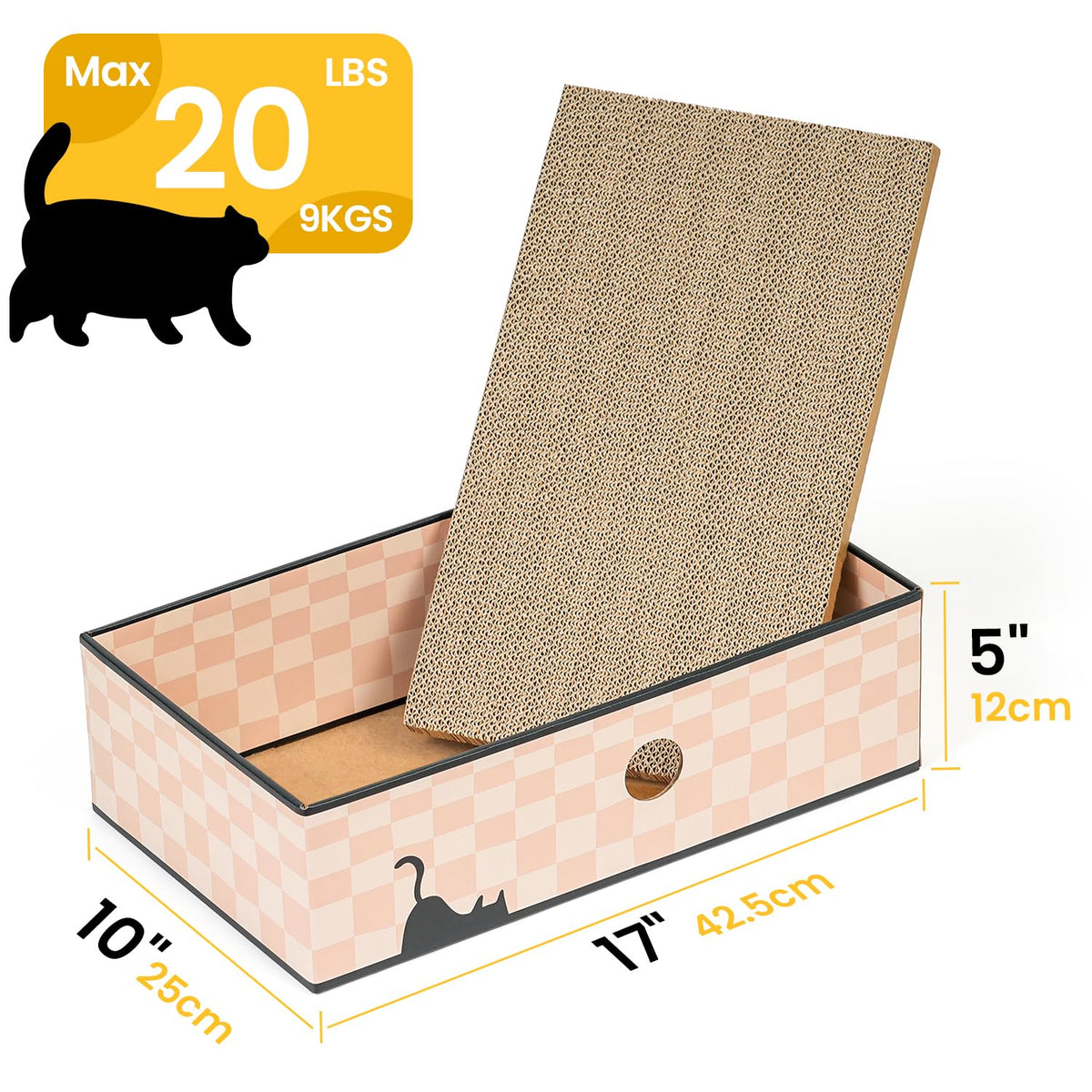 Cat Scratcher Lounge Box with Refill Pad – Chessboard