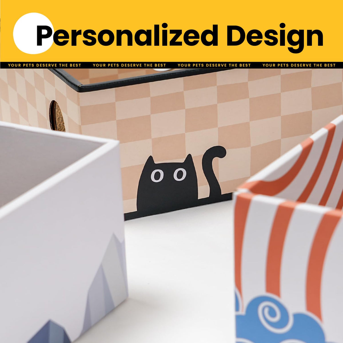 Cat Scratcher Lounge Box with Refill Pad – Chessboard