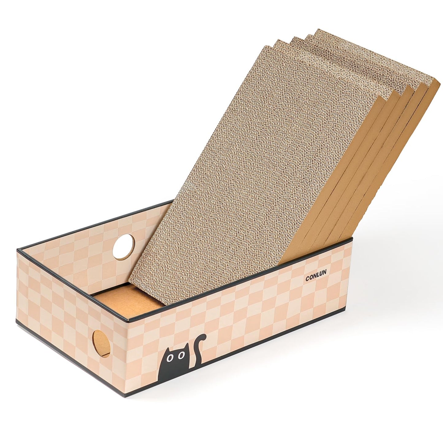 Cat Scratcher Lounge Box with Refill Pad – Chessboard