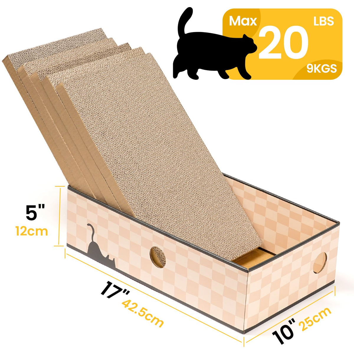 Cat Scratcher Lounge Box with Refill Pad – Chessboard