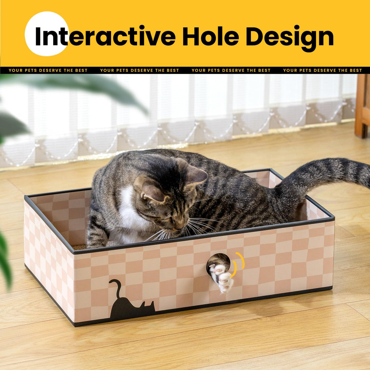 Cat Scratcher Lounge Box with Refill Pad – Chessboard