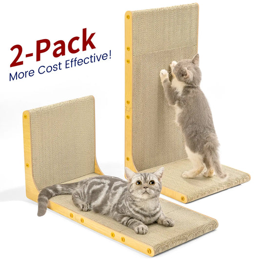 L-Shaped Cardboard Cat Scratcher Pad with Catnip