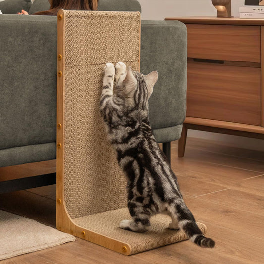 L-Shaped Cardboard Cat Scratcher Pad with Catnip