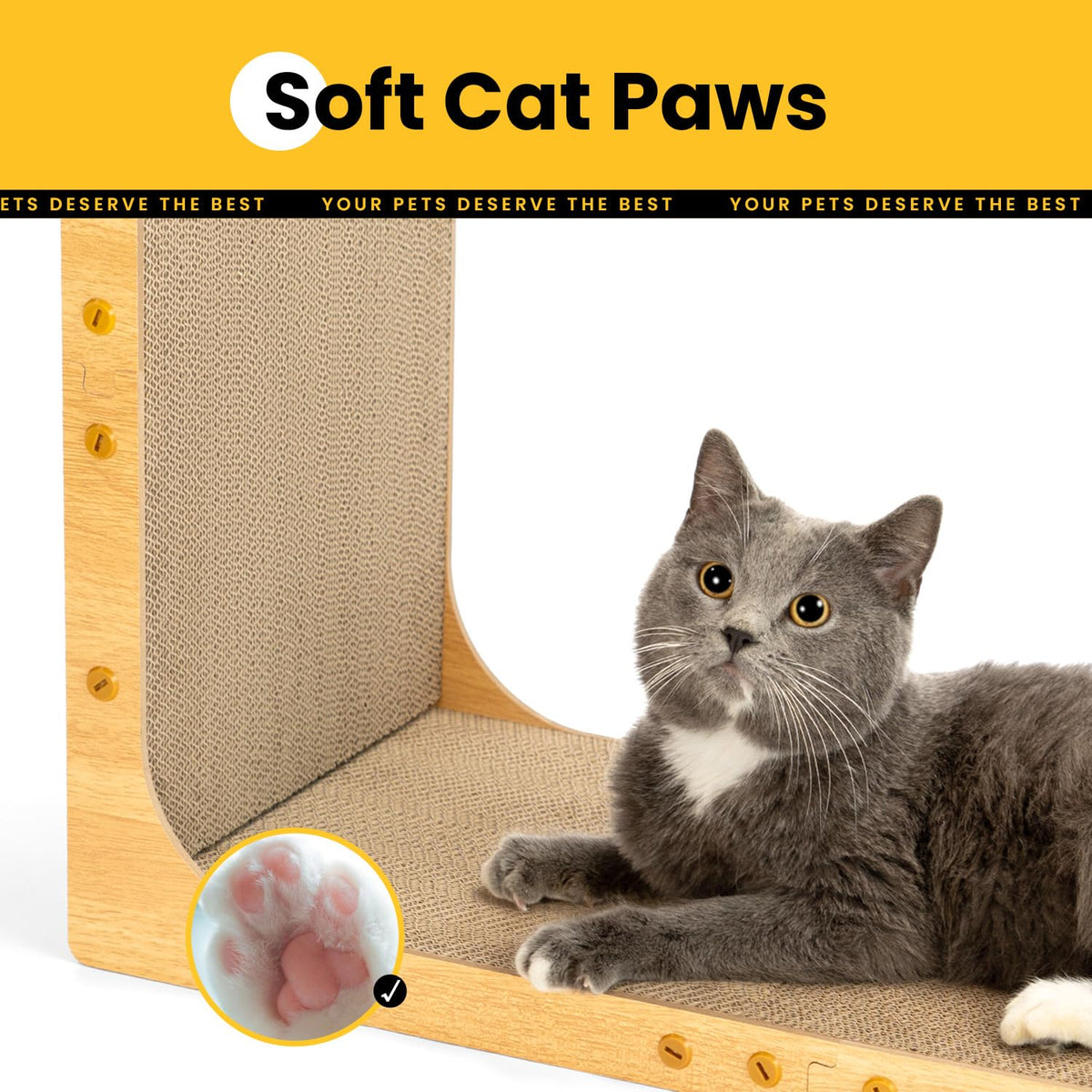 L-Shaped Cardboard Cat Scratcher Pad with Catnip
