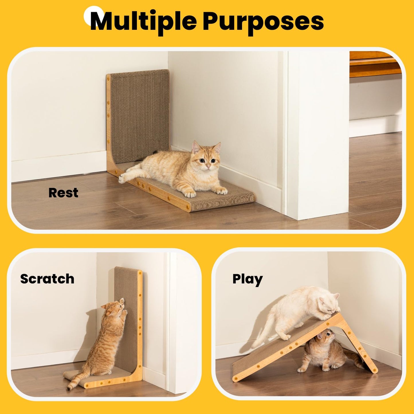 L-Shaped Cardboard Cat Scratcher Pad with Catnip