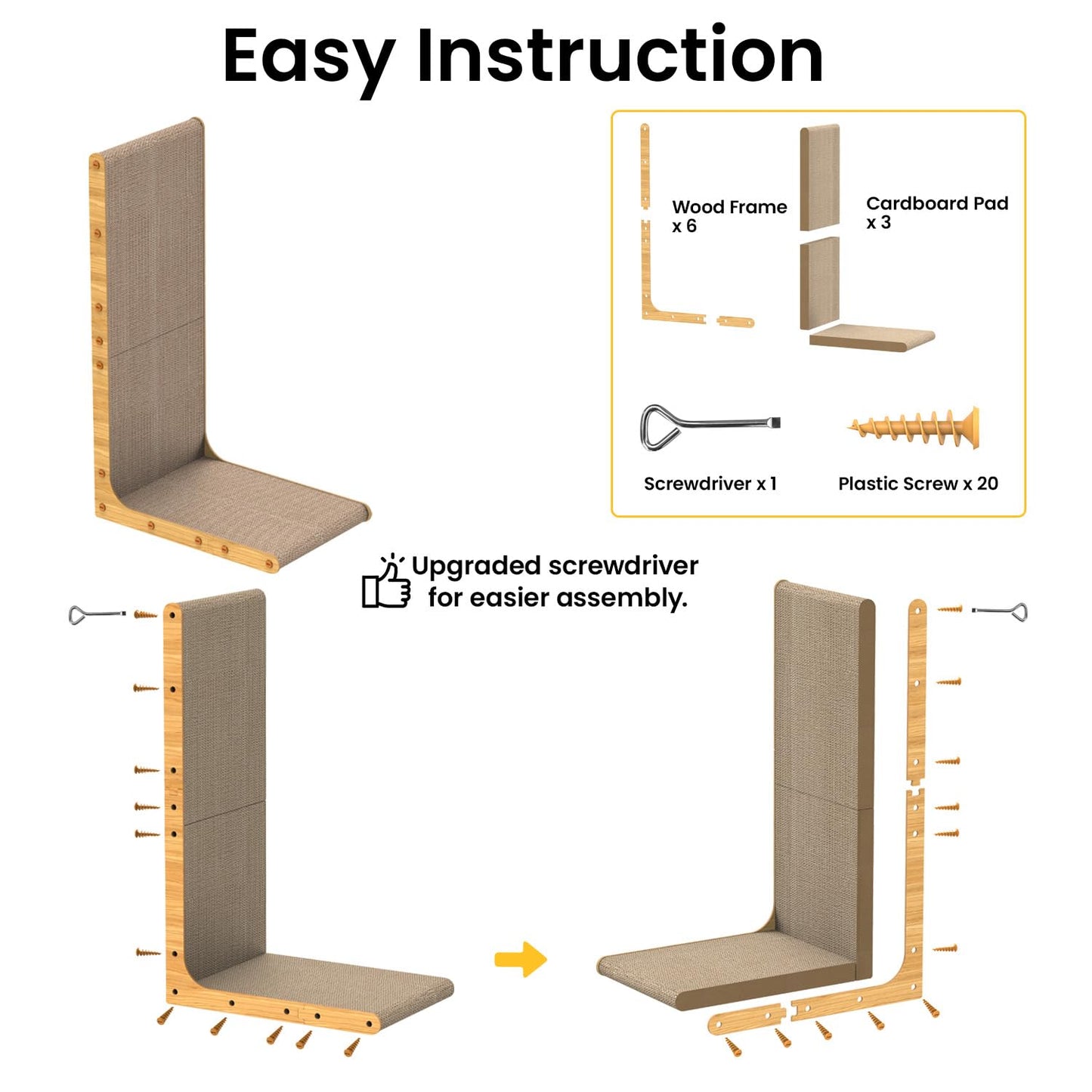 L-Shaped Cardboard Cat Scratcher Pad with Catnip