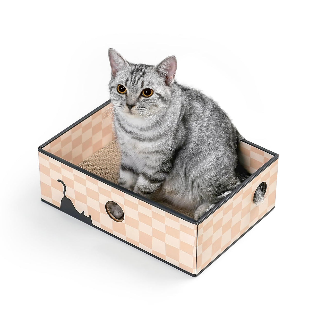 Cat Scratcher Lounge Box with Refill Pad – Chessboard