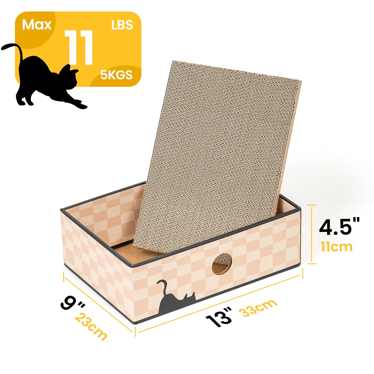 Cat Scratcher Lounge Box with Refill Pad – Chessboard