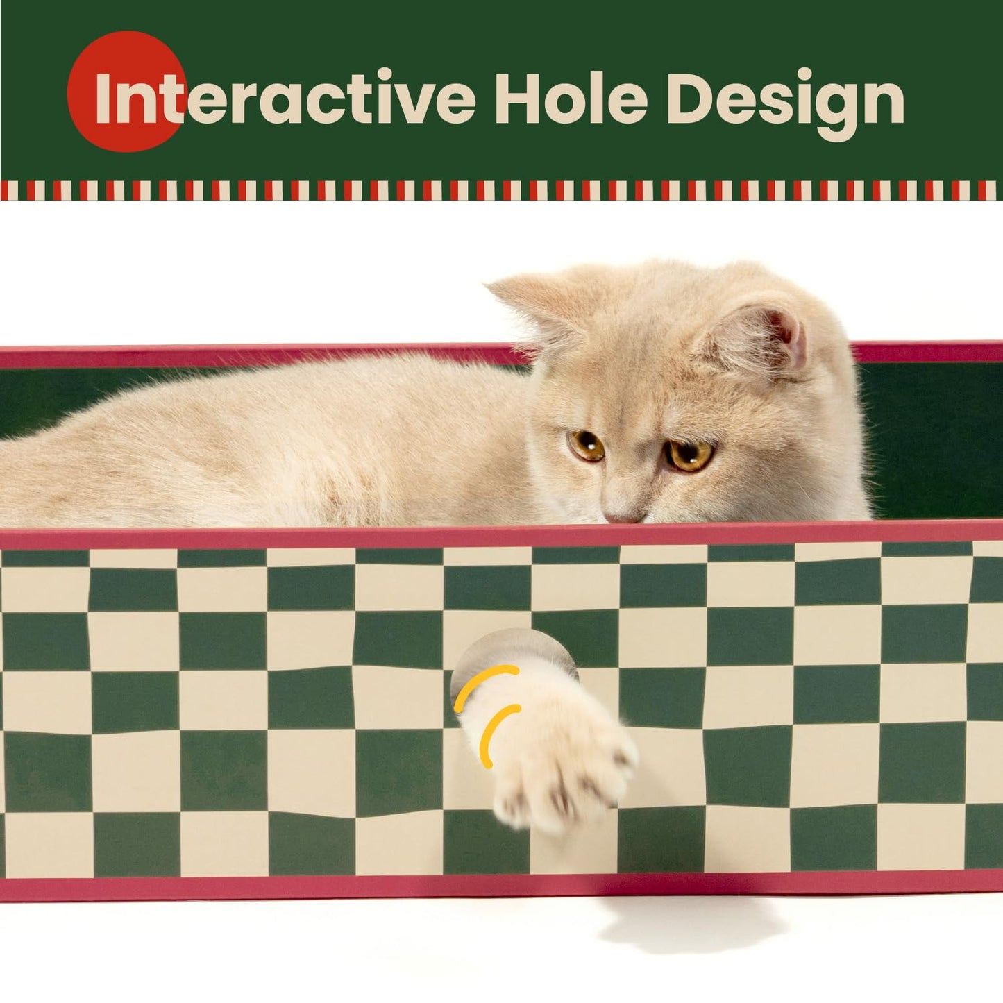 Cat Scratcher Lounge Box with Refill Pad – Christmas Checkered