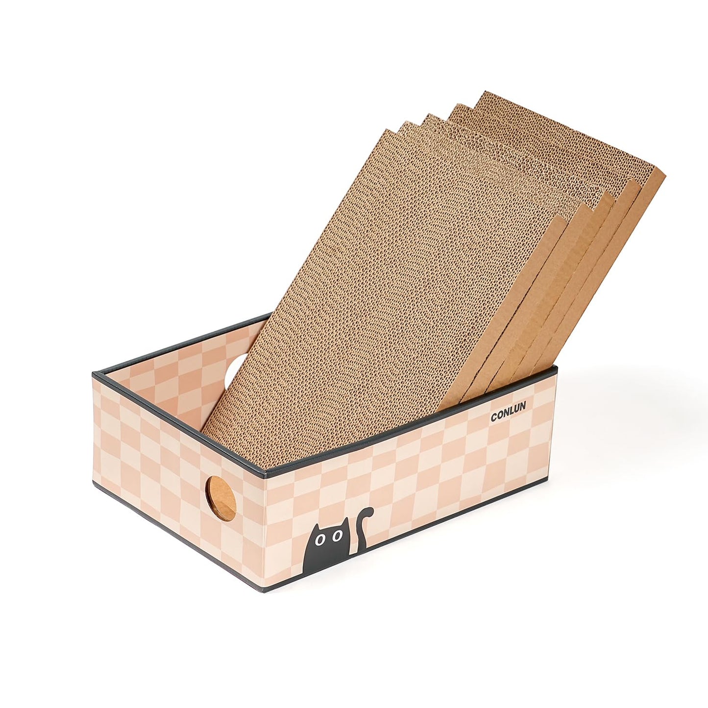 Cat Scratcher Lounge Box with Refill Pad – Chessboard