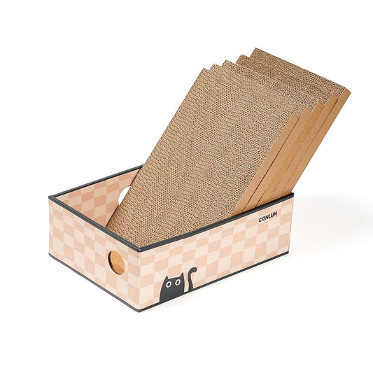 Cat Scratcher Lounge Box with Refill Pad – Chessboard