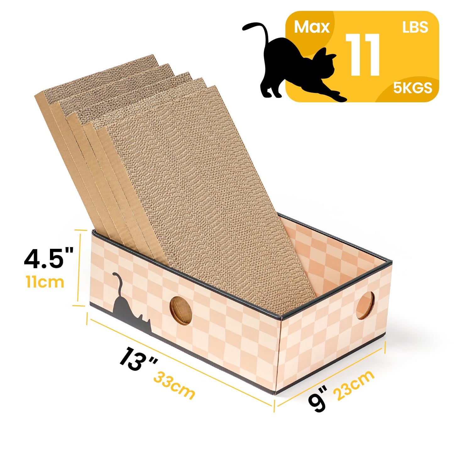 Cat Scratcher Lounge Box with Refill Pad – Chessboard