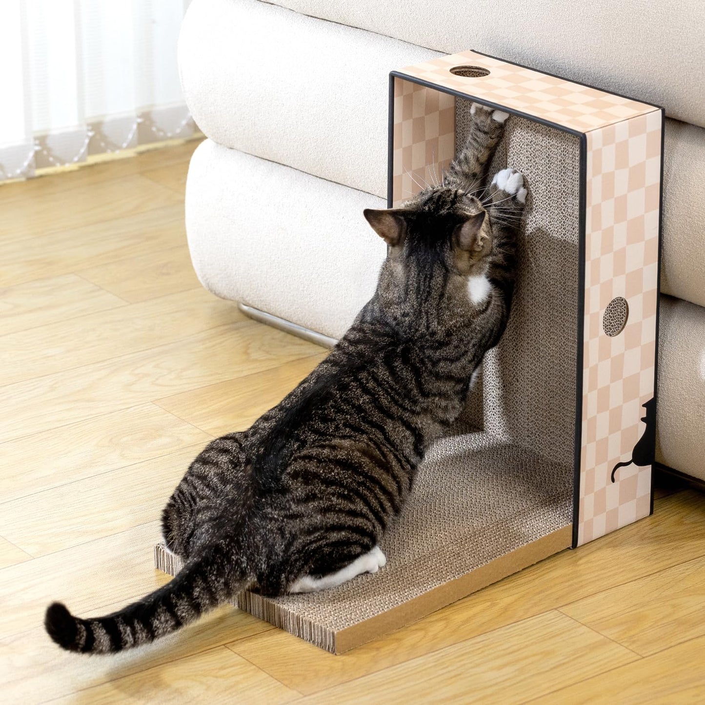 Cat Scratcher Lounge Box with Refill Pad – Chessboard