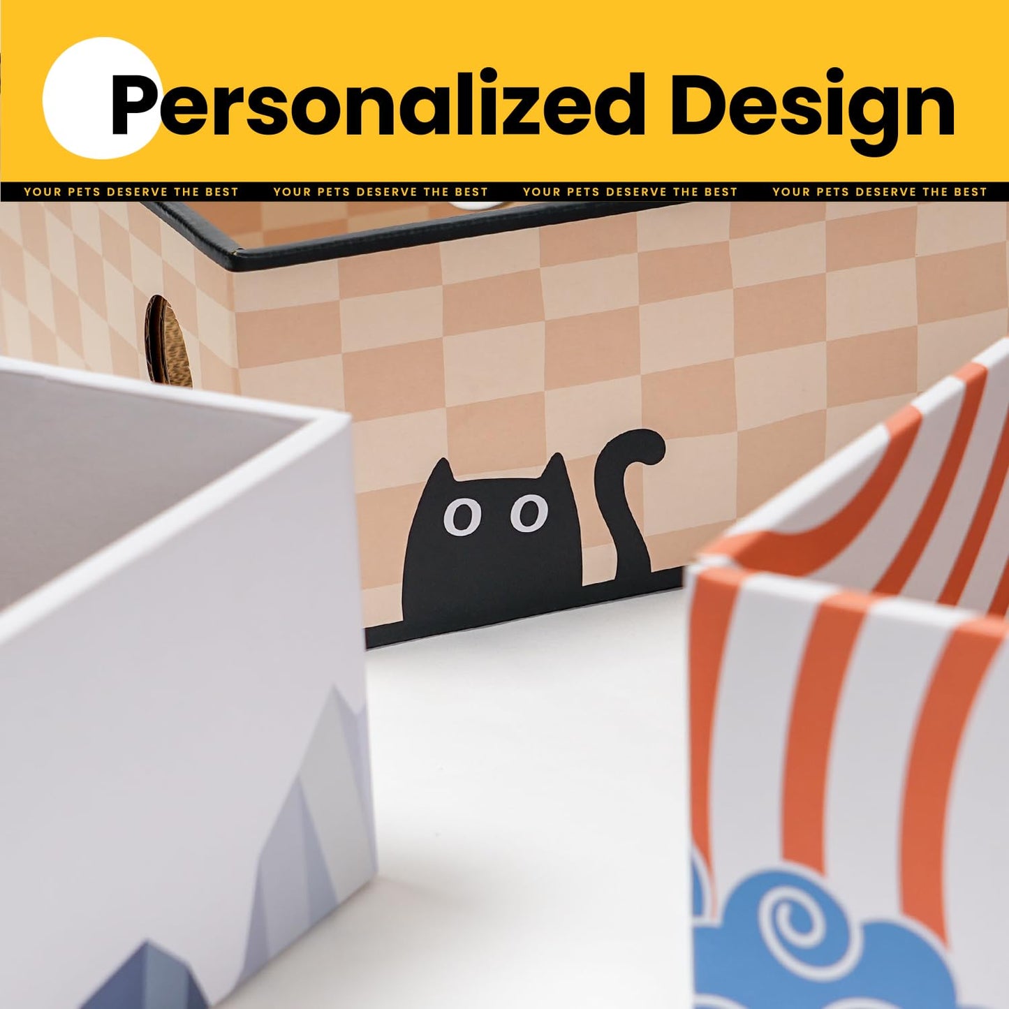 Cat Scratcher Lounge Box with Refill Pad – Chessboard