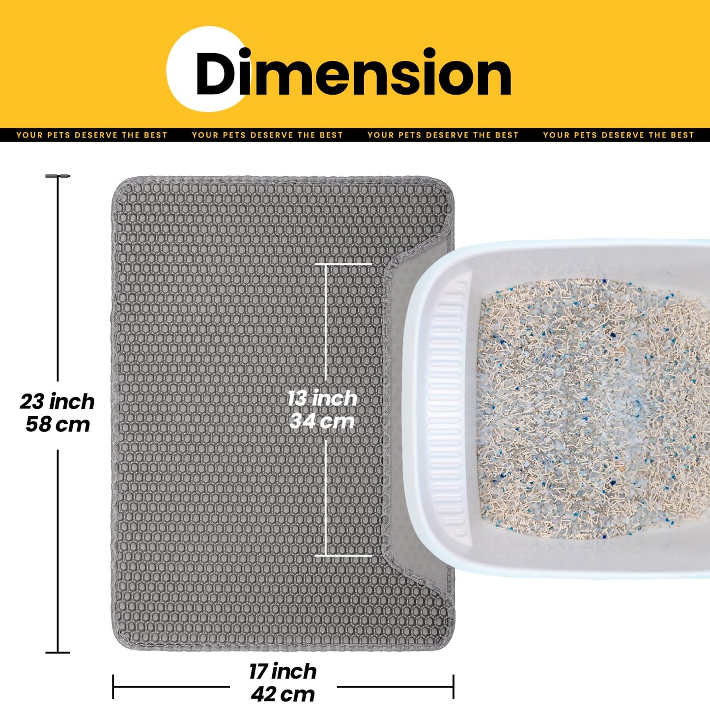 Concave Honeycomb Cat Litter Trapping Mat – Medium, 23" x 17"