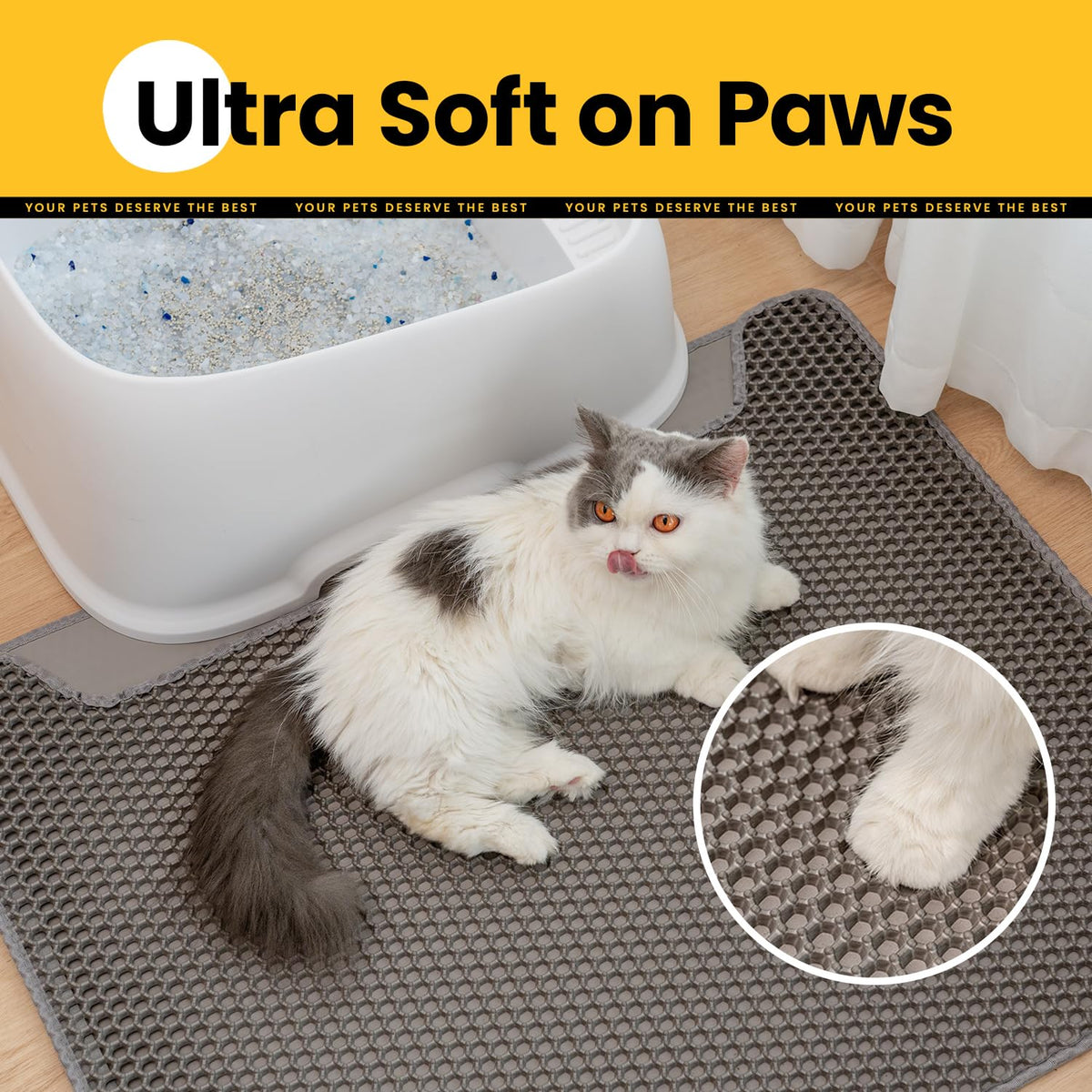 Concave Honeycomb Cat Litter Trapping Mat – Large, 25" x 15"