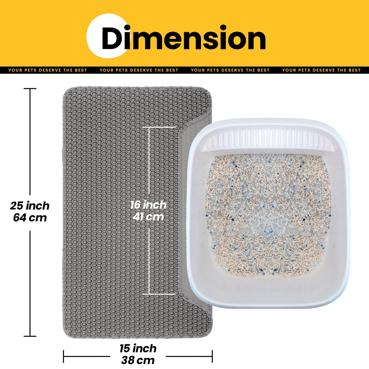 Concave Honeycomb Cat Litter Trapping Mat – Large, 25" x 15"