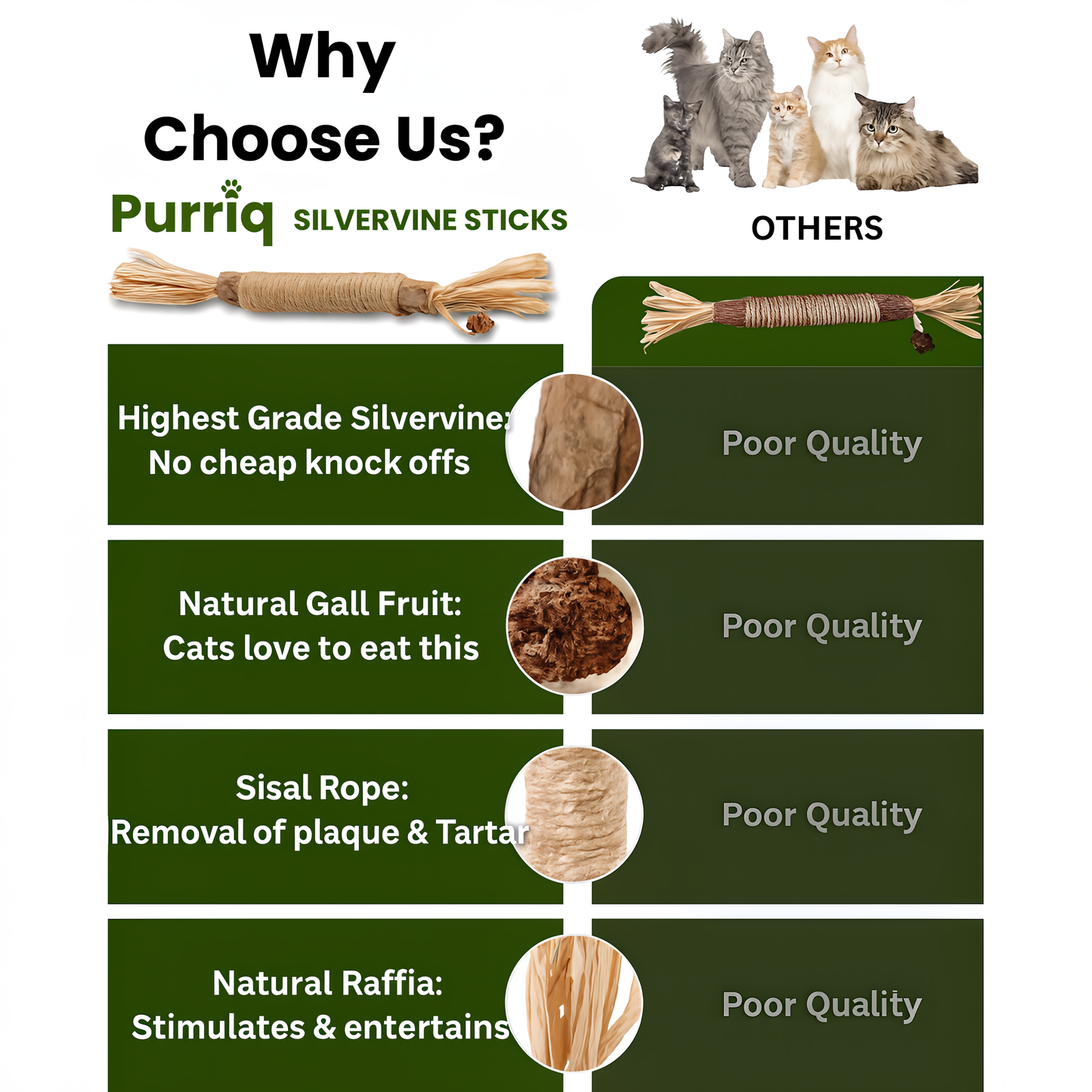 Natural Silvervine Cat Dental Sticks – Teeth Cleaning Chews | Starter, Monthly & Complete Kits