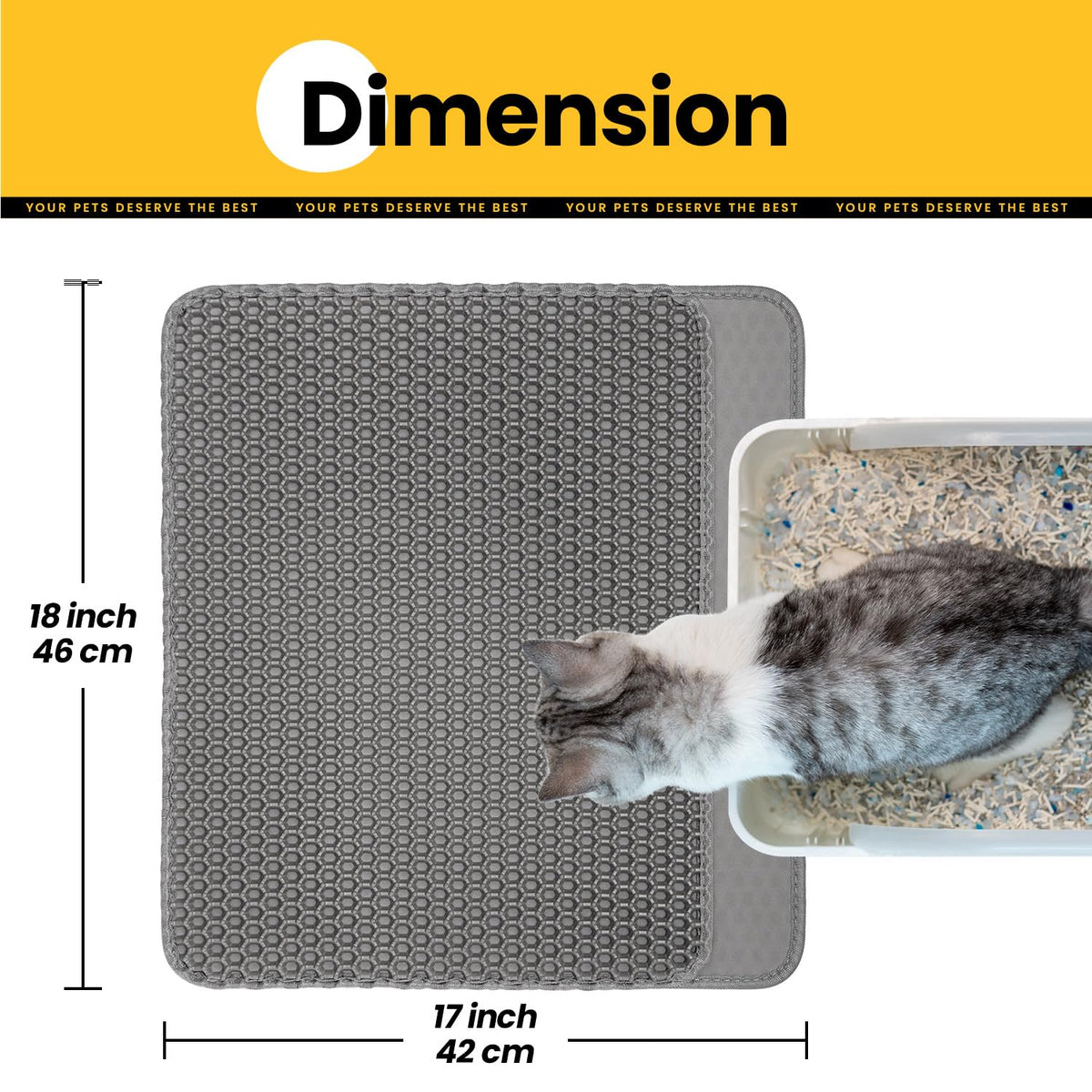 Concave Honeycomb Cat Litter Trapping Mat – Small, 18" x 17"