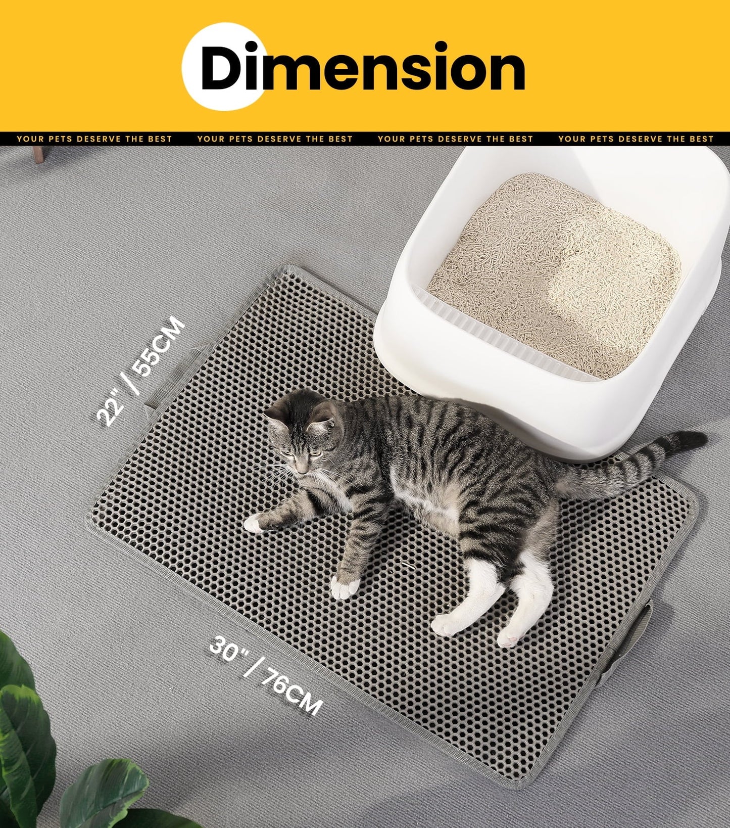 Honeycomb Double-Layer Cat Litter Trapping Mat – 30" x 22"