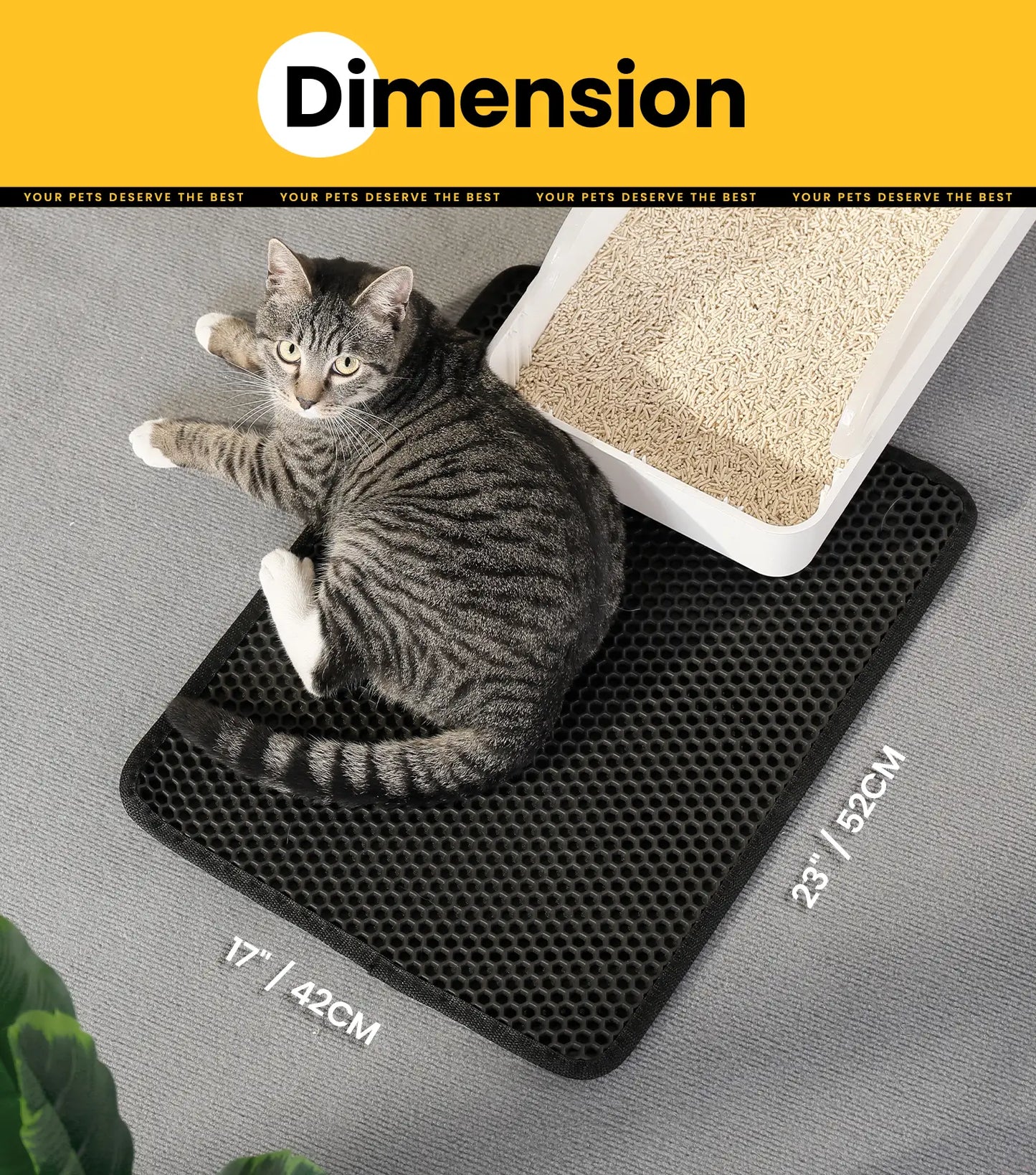 Honeycomb Double-Layer Cat Litter Trapping Mat – 23" x 17"