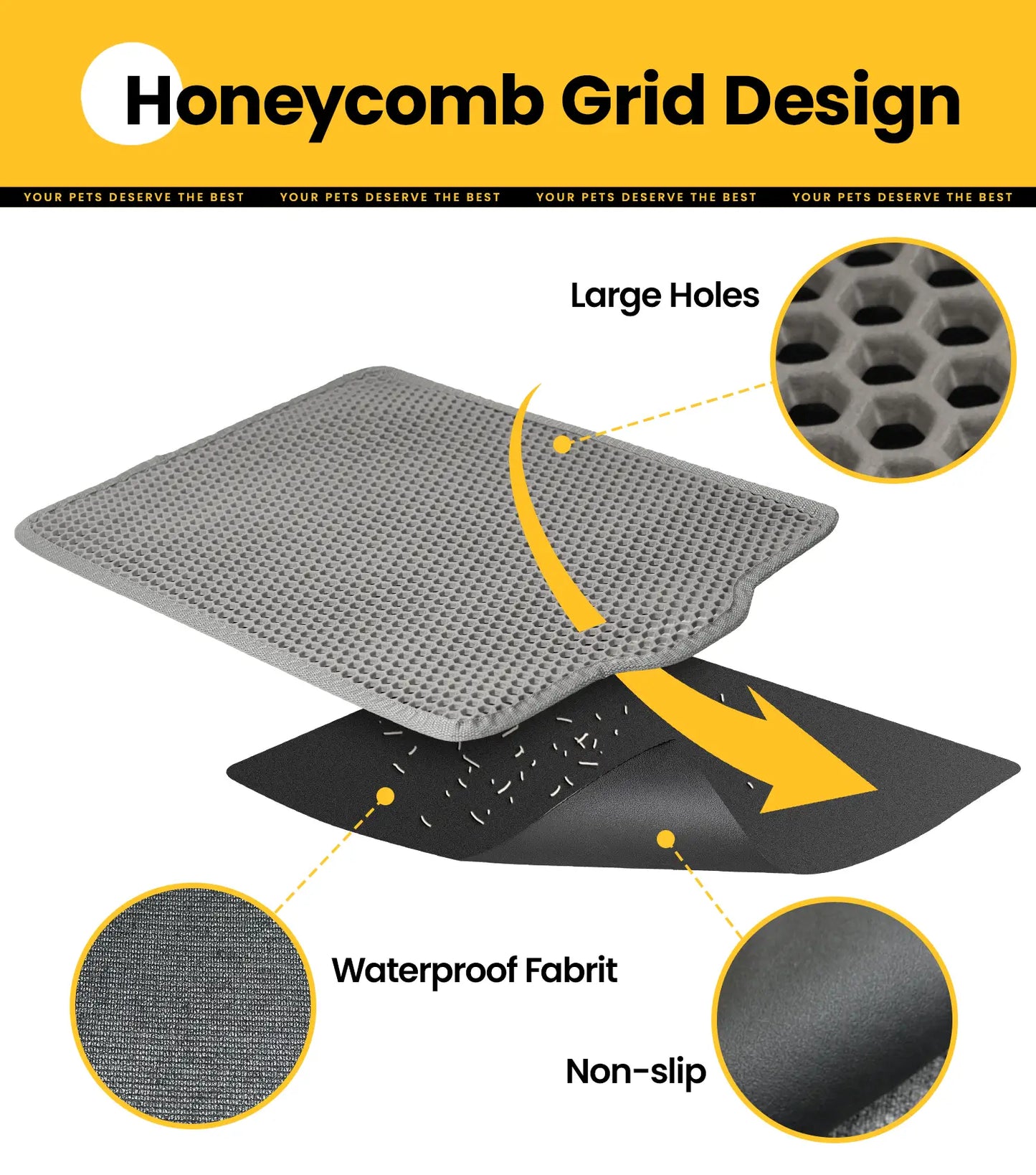 Honeycomb Double-Layer Cat Litter Trapping Mat – 30" x 22"