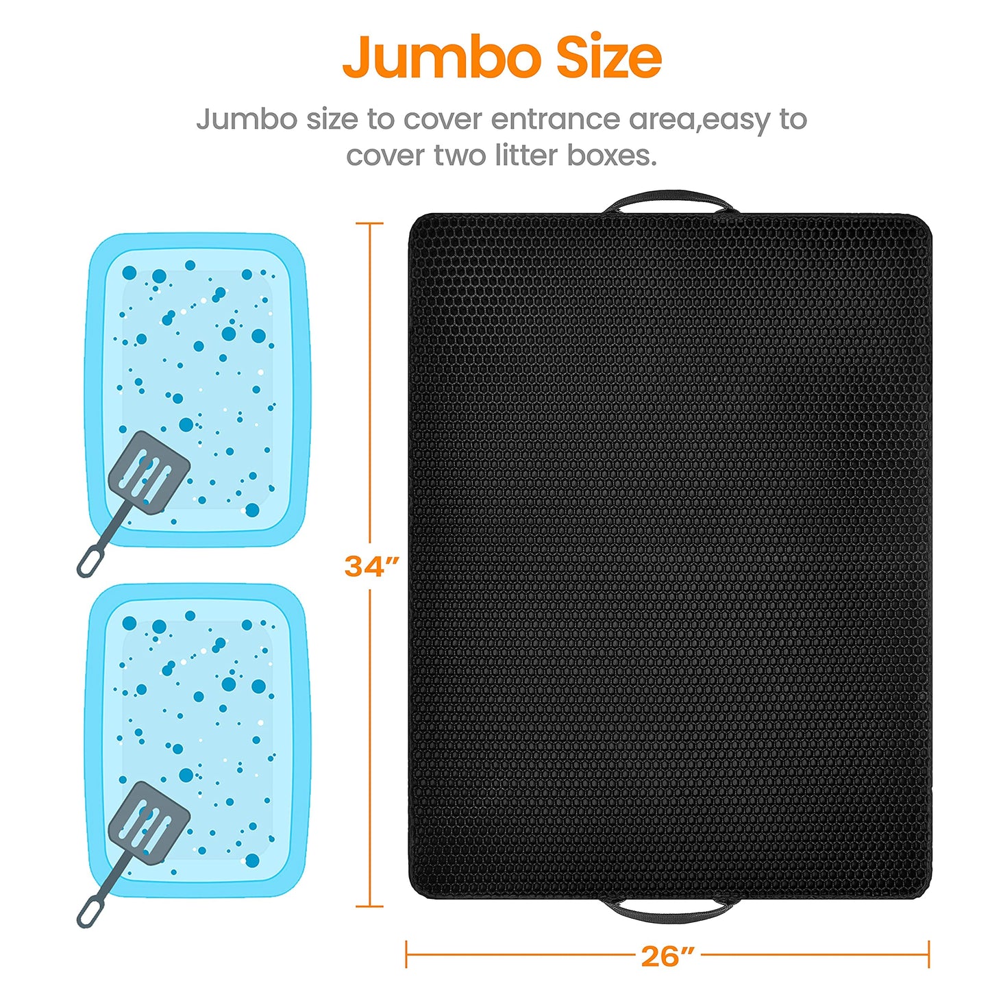 EVA Honeycomb Cat Litter Trapping Mat – Jumbo, 34" x 26"
