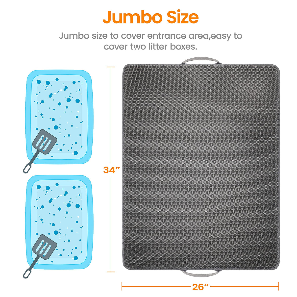 EVA Honeycomb Cat Litter Trapping Mat – Jumbo, 34" x 26"