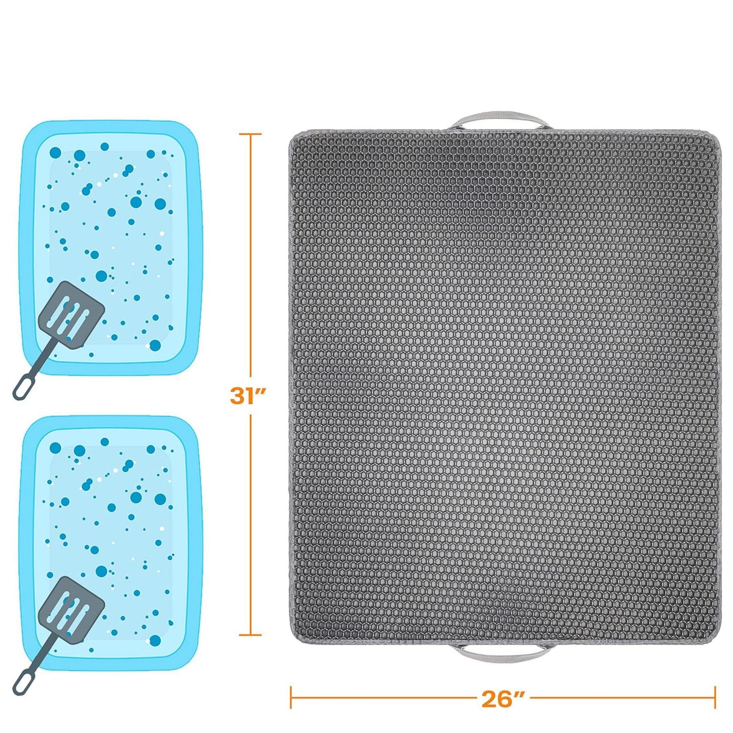 Honeycomb Double-Layer Cat Litter Trapping Mat – Large, 31" x 26"