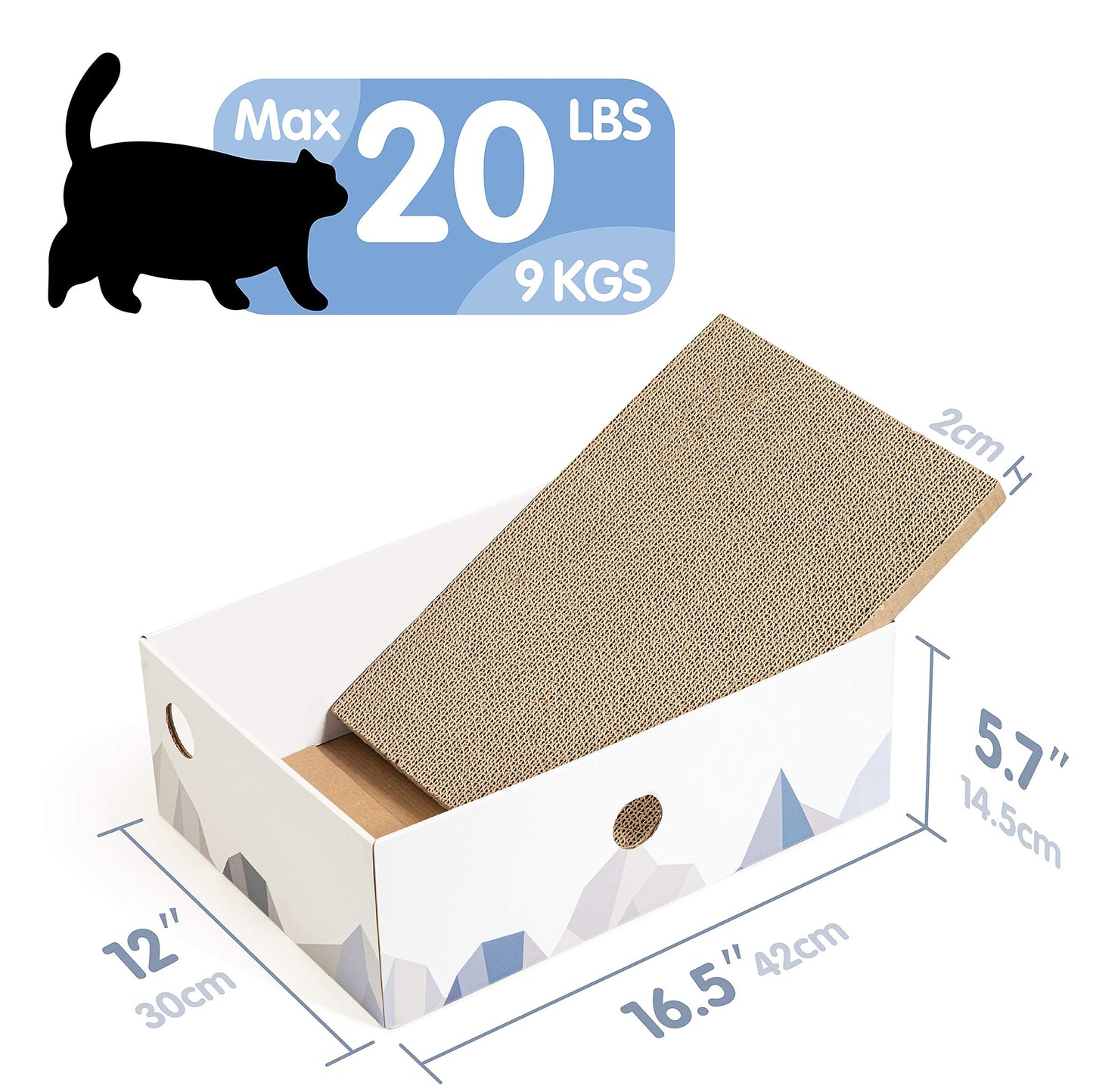 Cat Scratcher Lounge Box with Refill Pad – White