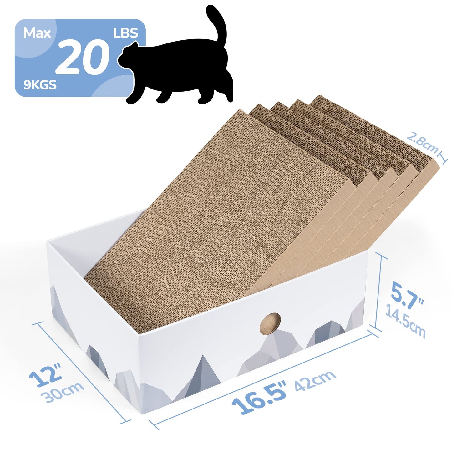 Cat Scratcher Lounge Box with Refill Pad – White