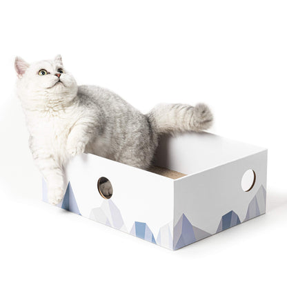 Cat Scratcher Lounge Box with Refill Pad – White