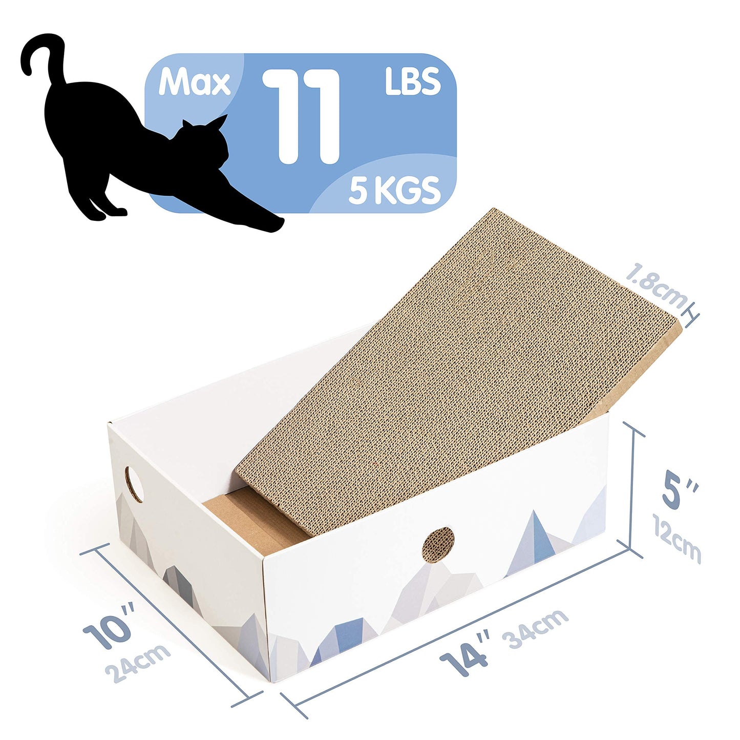 Cat Scratcher Lounge Box with Refill Pad – White